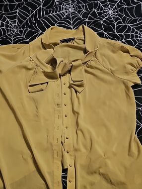 Xl, Chartreuse Blouse With Neck Bow